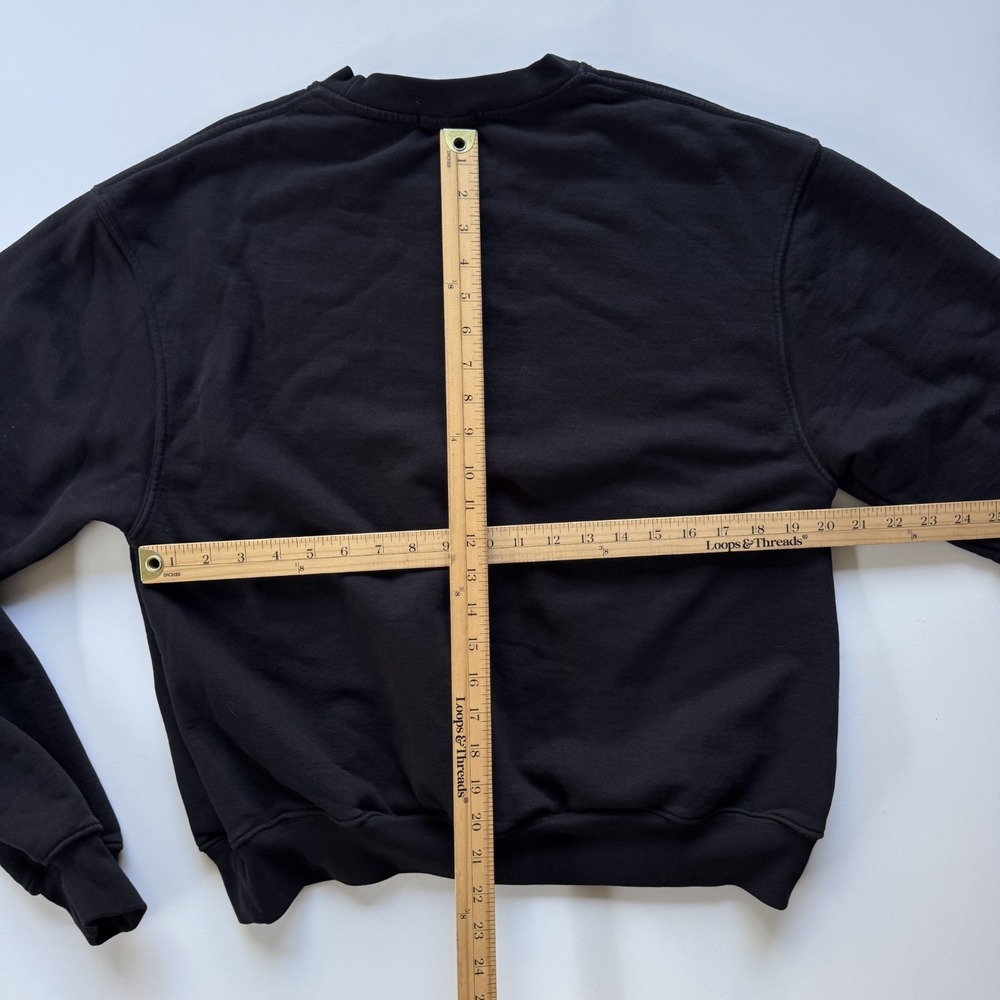 GOOD AMERICAN "So Good" Pullover Sweatshirt Womens 1/Small Black Heavyweight - Picture 7 of 11